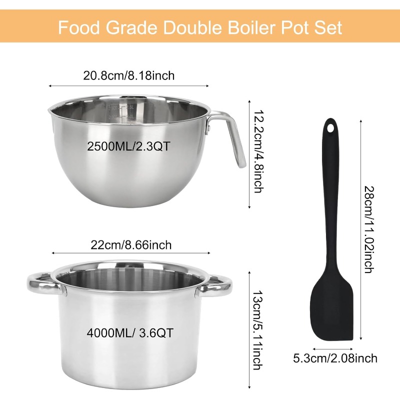 3Pcs Double Boiler Pot Set Sta - Candle Wax Scale recension och pris